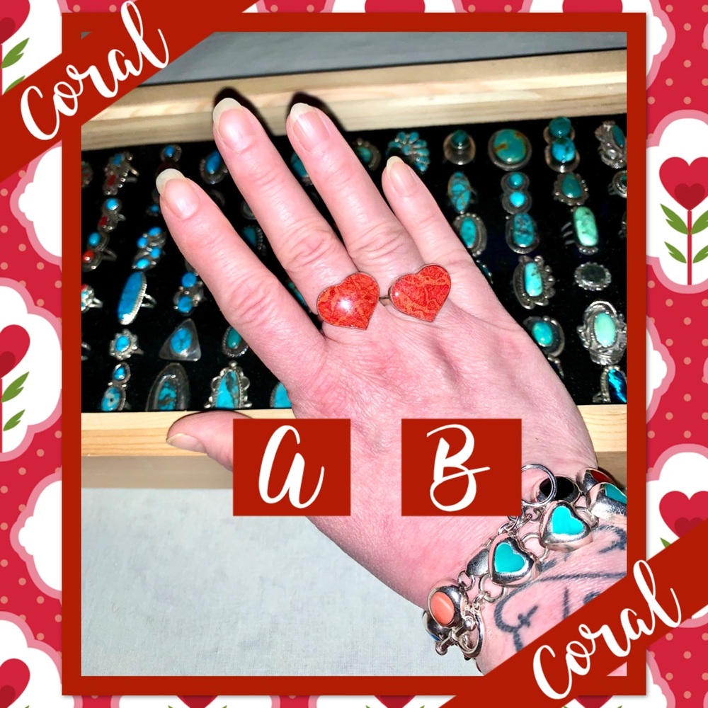 Coral Sterling Silver Adjustable Ring Euc / Nwot … - image 4